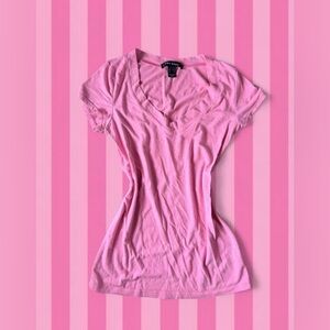 Women’s Pink V-Neck Short Sleeve Tee